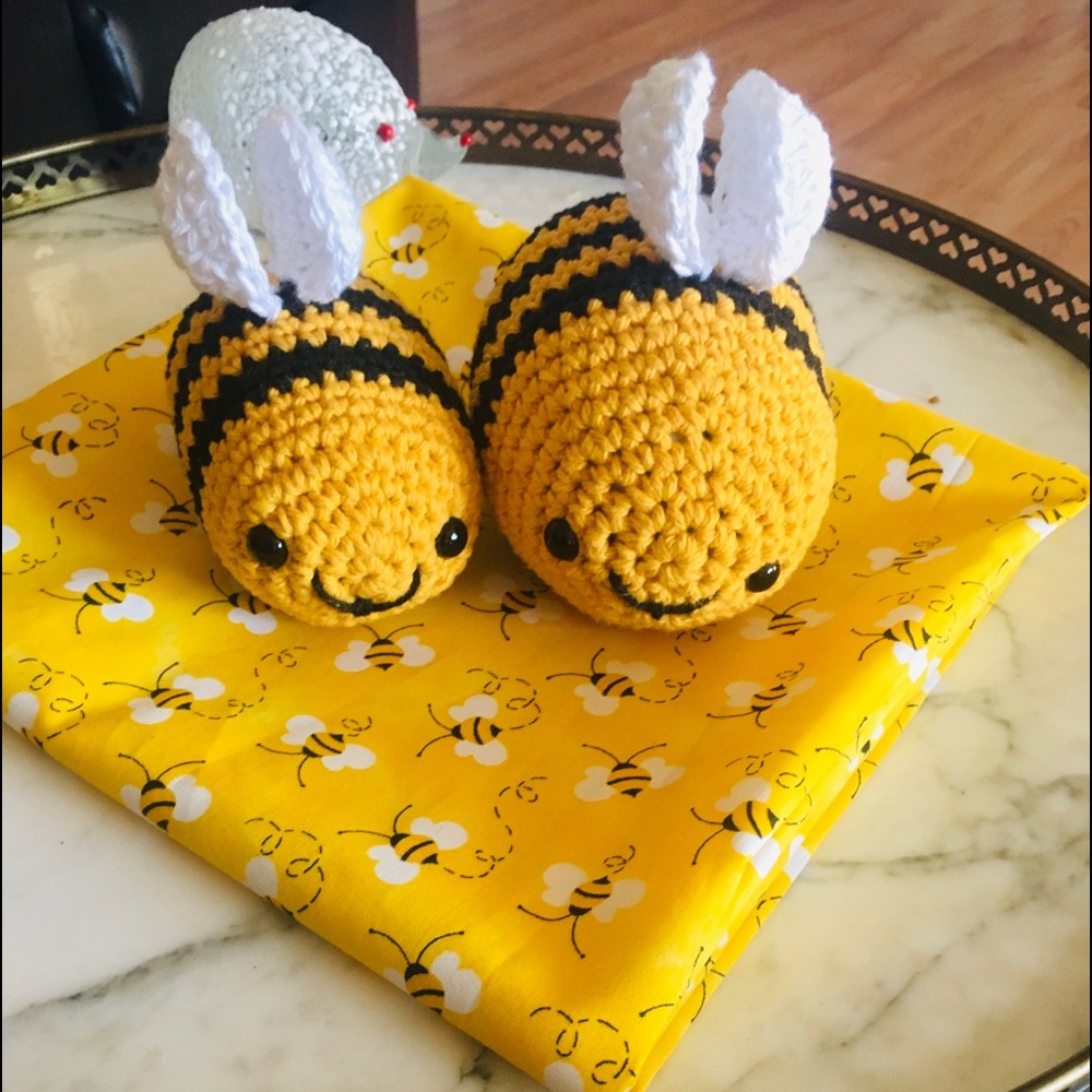 Decorative or toy handmade by me bumblebees.